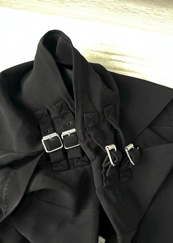 Kemerli Etekli Siyah Kadın Kumaş Pantolon - Görsel 7