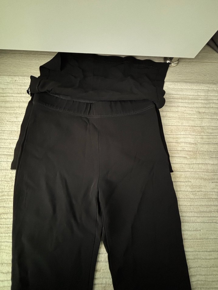 Kemerli Etekli Siyah Kadın Kumaş Pantolon - Görsel 3