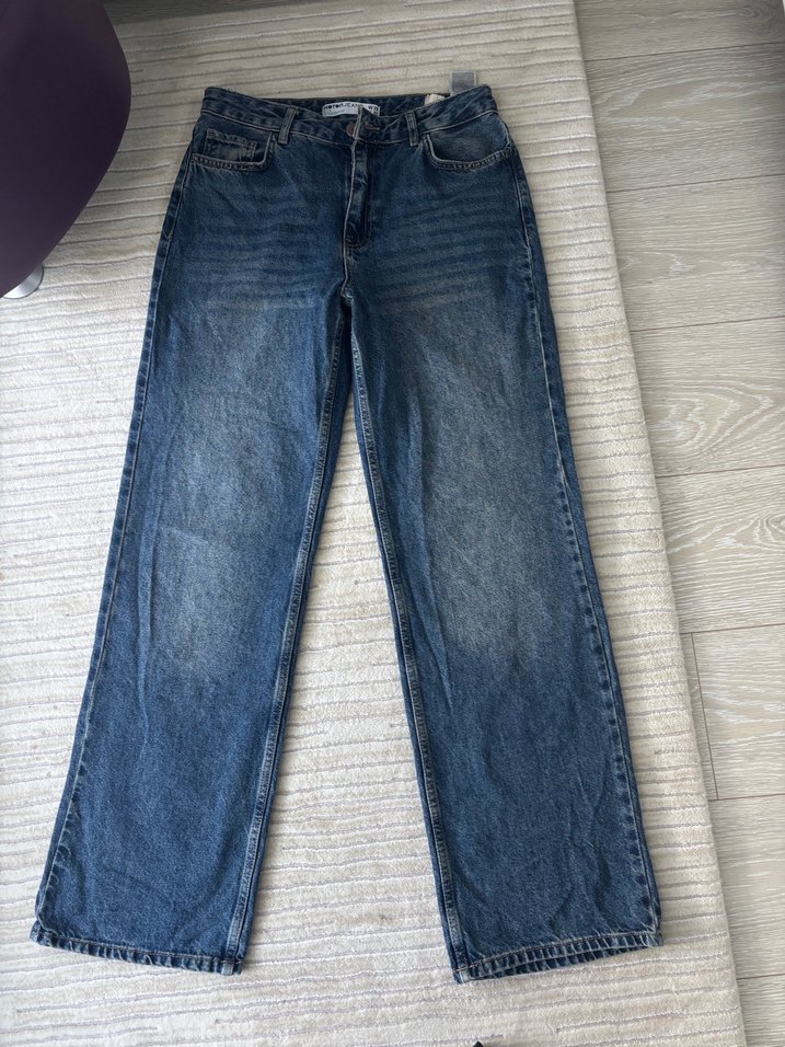 Kadın Mavi Baggy Fit Bol Kot Pantolon jean - Görsel 3