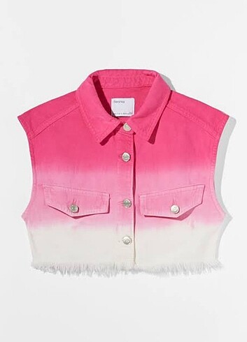 Bershka pembe beyaz ombre yelek