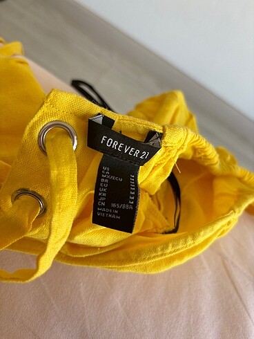 Forever 21 Forever 21 sarı karpuz kol omzu açık bağcıklı bluz