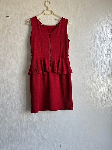 Kırmızı peplum elbise - Görsel 3
