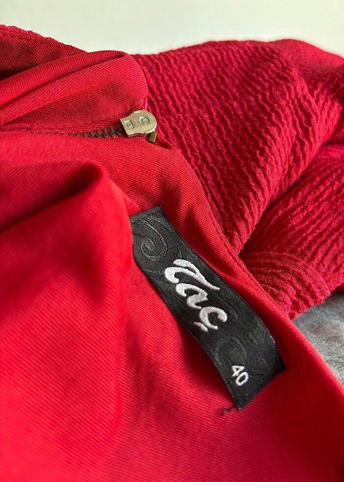 Kırmızı peplum elbise - Görsel 5