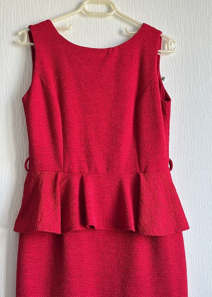 Kırmızı peplum elbise - Görsel 2