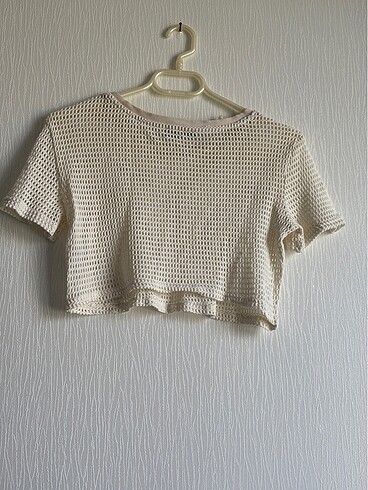 Bershka Bershka kısa kollu crop örgü triko üst