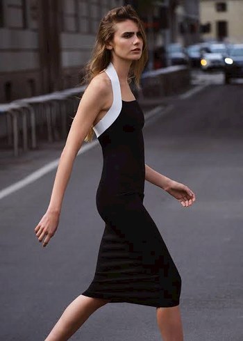 zara yeni sezon kontrast Uzun Kalem Elbise