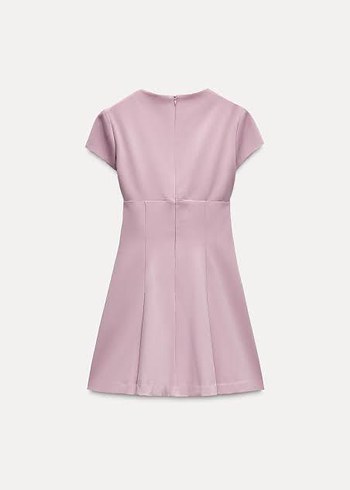 xs Beden Zara Kısa Pileli Pembe Elbise