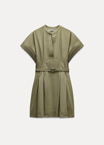 Zara Kemerli Kısa Kollu Mini Elbise