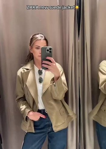 zara Bej Süet Kadın  Ceket - Görsel 3