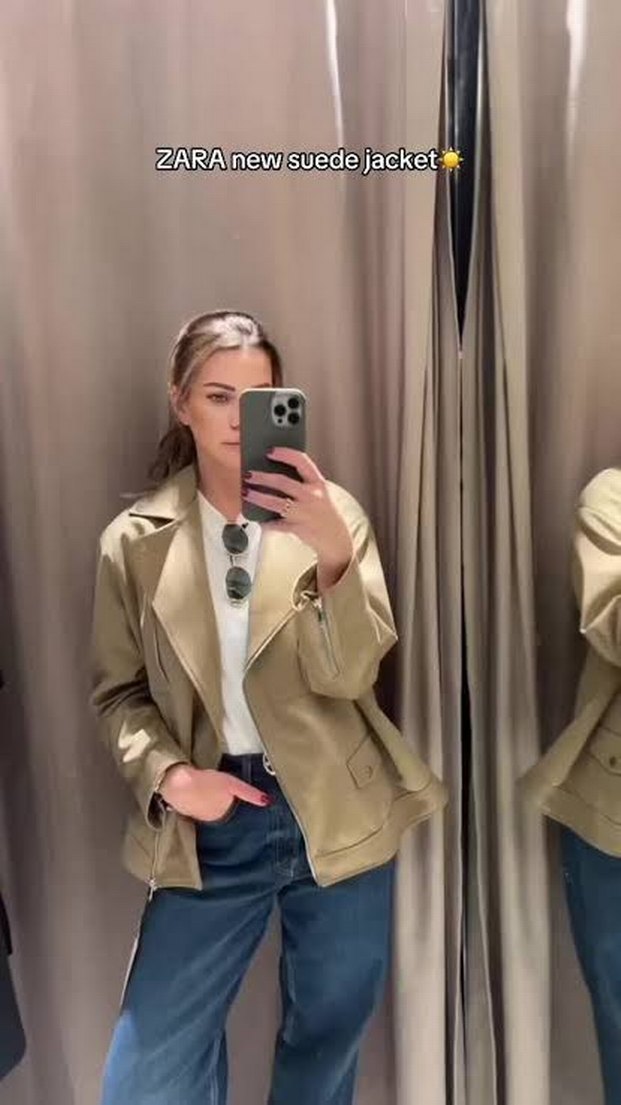 zara Bej Süet Kadın  Ceket - Görsel 3