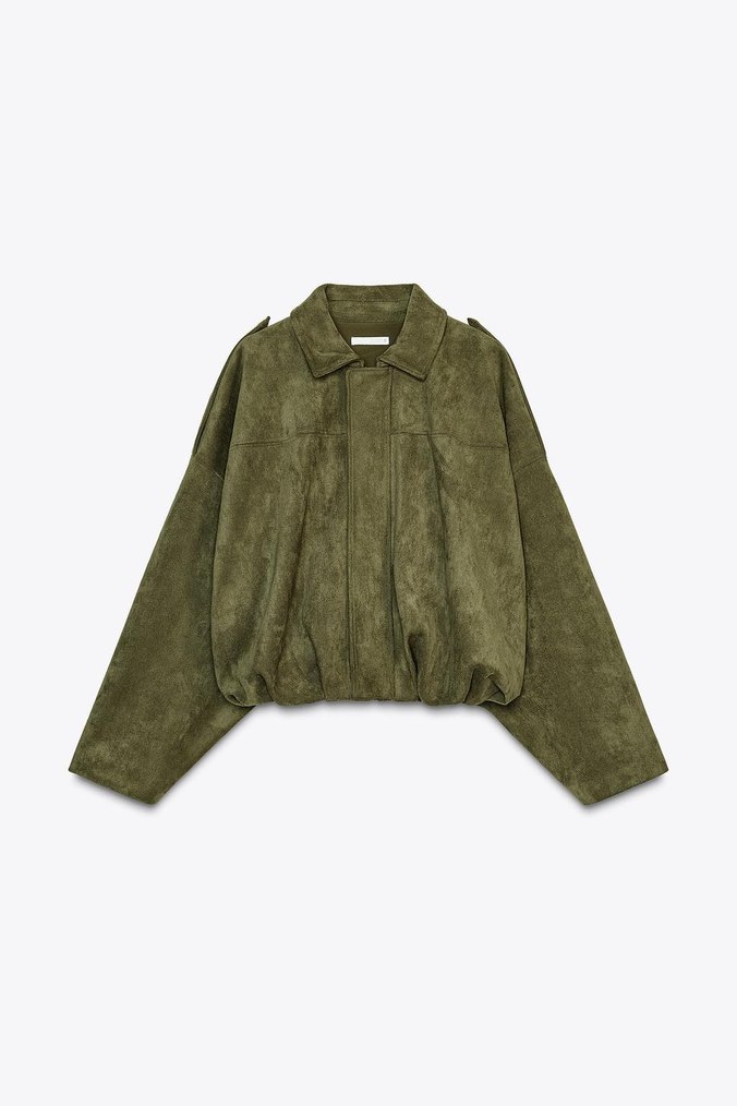 zara süet bomber ceket - Görsel 5