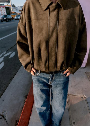 zara süet bomber ceket - Görsel 3