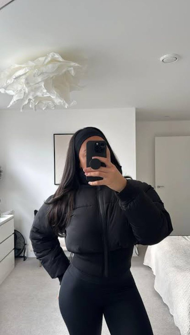 Siyah Mini Kadın Kışlık Fermuarlı Mont - Görsel 3