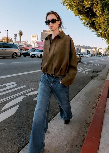 zara süet bomber ceket - Görsel 3