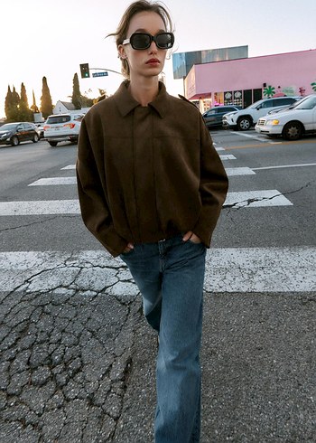 zara süet bomber ceket - Görsel 7