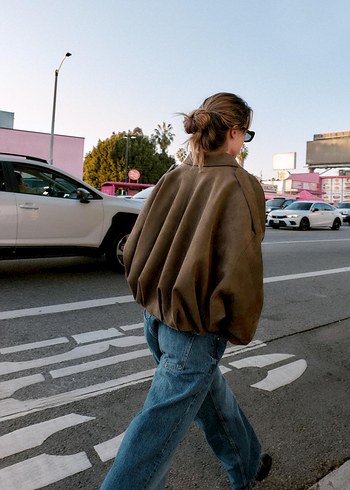 zara süet bomber ceket - Görsel 4
