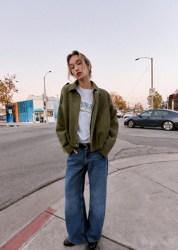 zara süet bomber ceket - Görsel 6