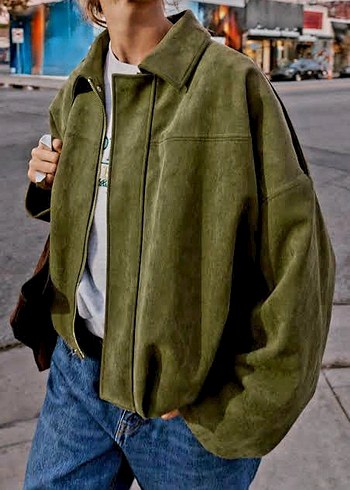 zara süet bomber ceket - Görsel 2