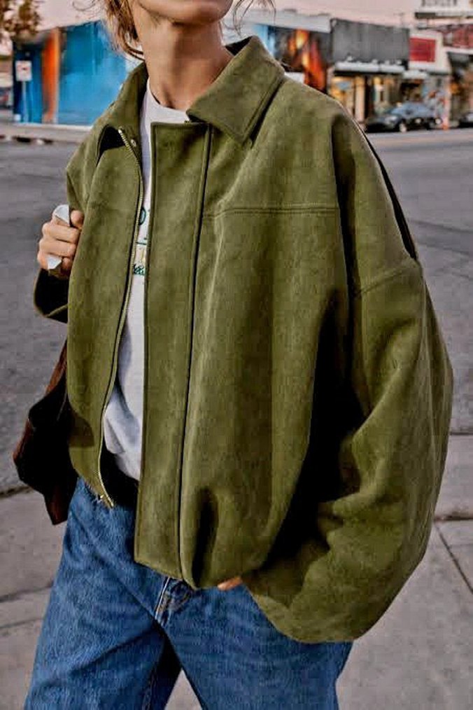 zara süet bomber ceket - Görsel 2