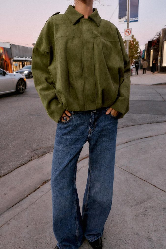 zara süet bomber ceket - Görsel 3