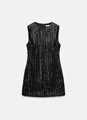 s Beden siyah Renk Zara payetli ZW collection elbise