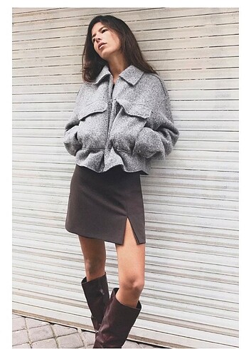 m Beden gri Renk Zara buklet ceket