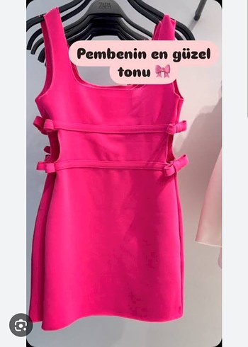 l Beden pembe Renk ZARA STREÇ ELBİSE