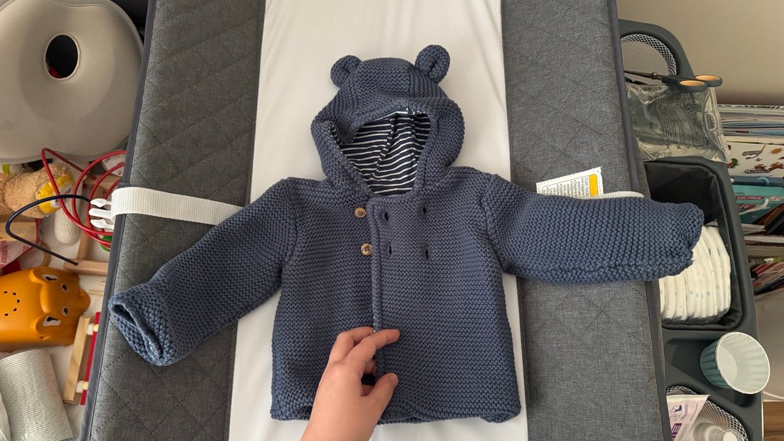 M&S Kapüşonlu Gri Erkek Çocuk Örgü Hırka - Görsel 2