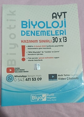 Biyotik Yayınları AYT Biyoloji Branş Denemesi 