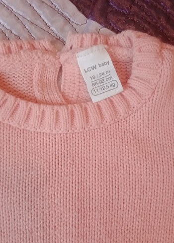 Kız Çocuk Pembe Triko Elbise Unicorn İşlemeli - Görsel 2