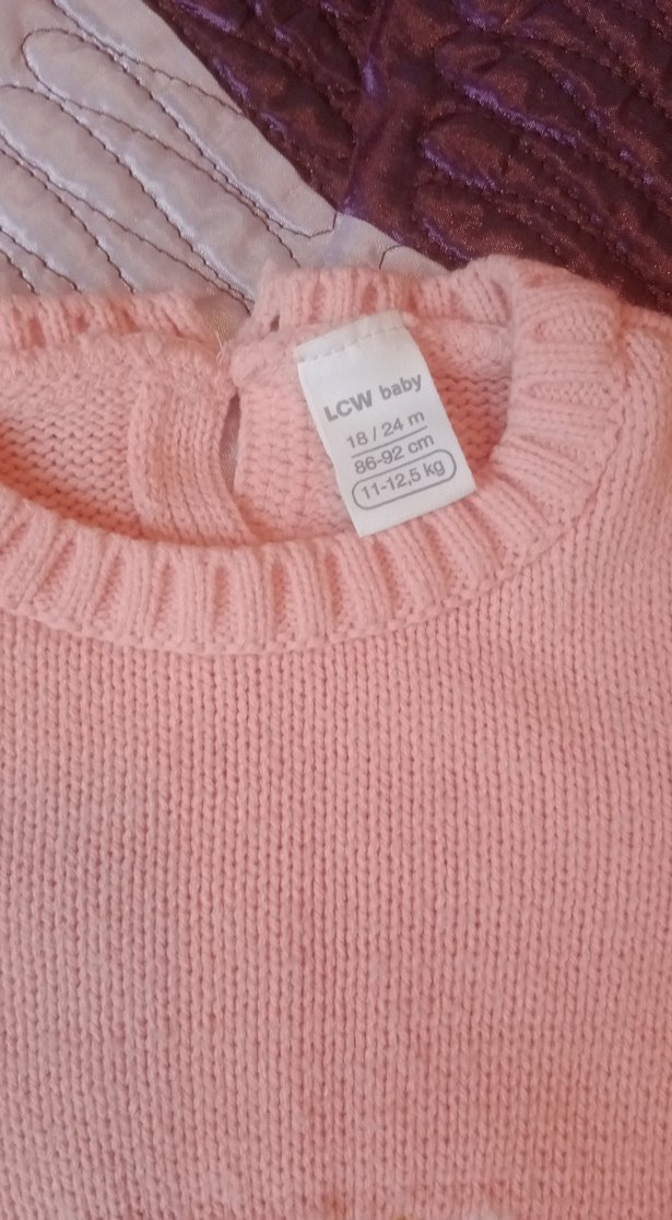 Kız Çocuk Pembe Triko Elbise Unicorn İşlemeli - Görsel 2