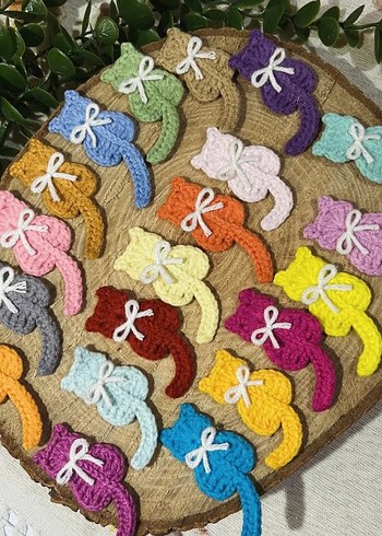 Renkli Kedi Figürlü Örgü obje 20 adet - Görsel 2