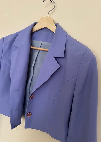 Lila crop ceket - Görsel 3