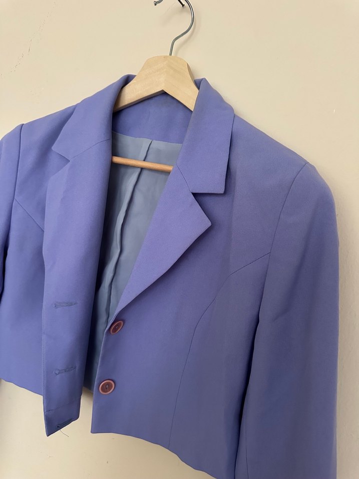 Lila crop ceket - Görsel 3