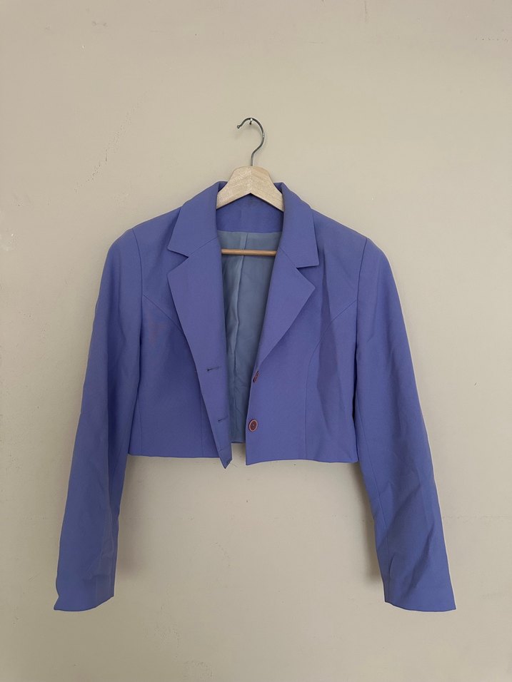 Lila crop ceket - Görsel 2