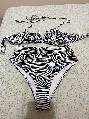 Lacivert zebra brazilian bikini takimi