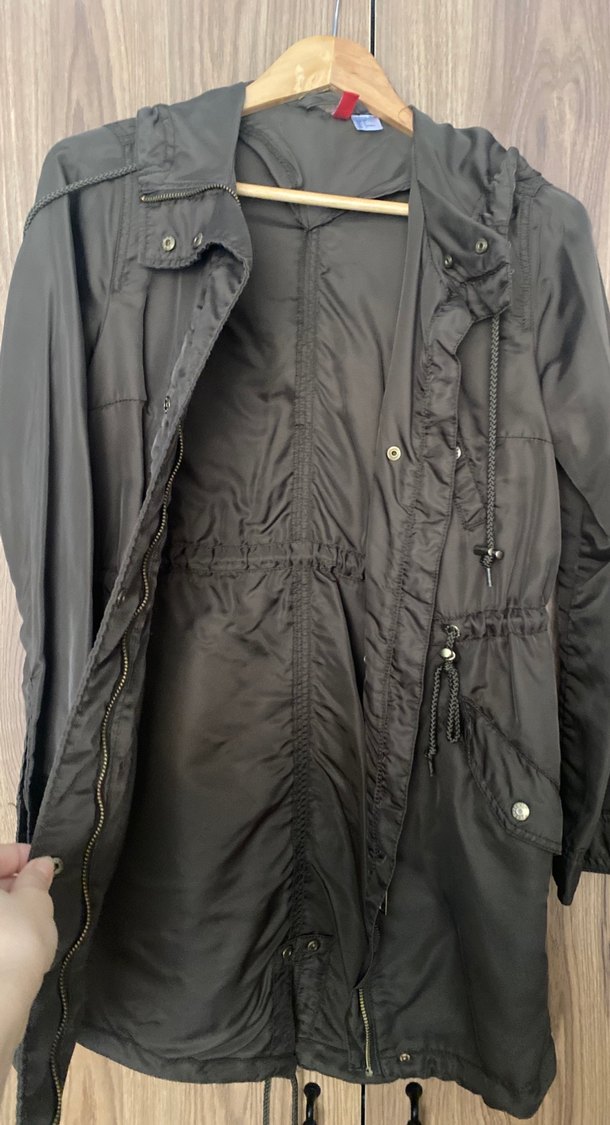 Haki Yeşil Bel Detaylı Kadın Midi Ceket - Görsel 4