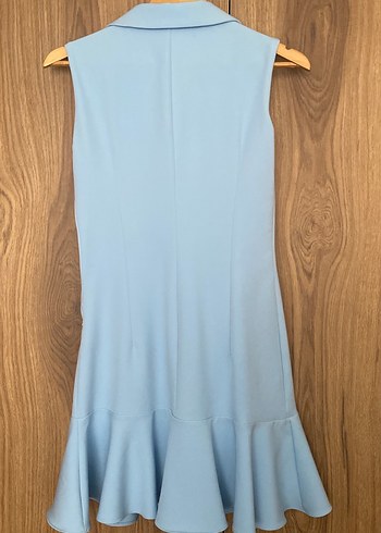 Mavi Düğmeli Kolsuz Uzun Kadın Takım Elbise - Görsel 2