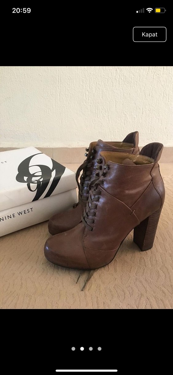 Nine West Kahverengi Deri Dolgu Topuklu Bot - Görsel 3