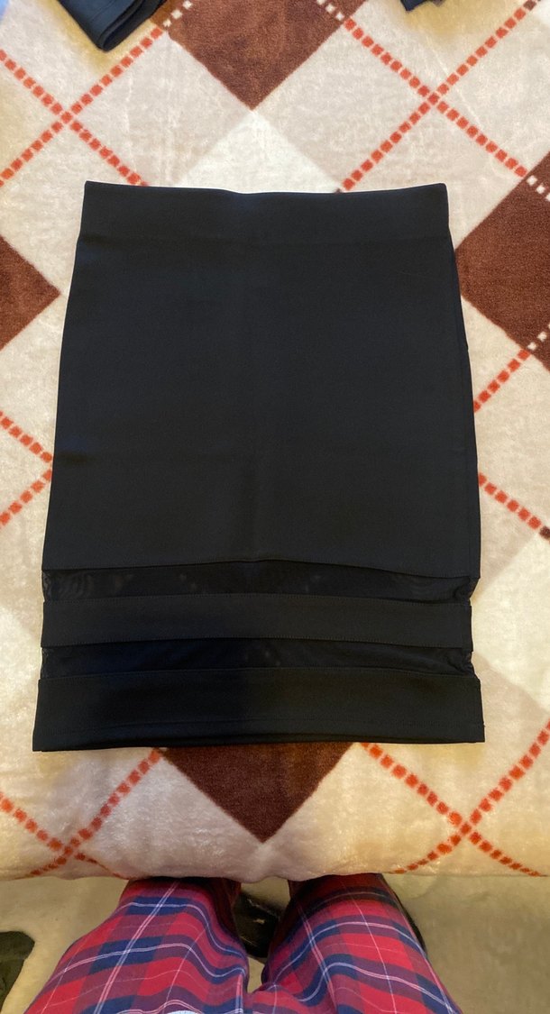 Kadın Siyah Pilili Midi Kalem Etek - Görsel 2