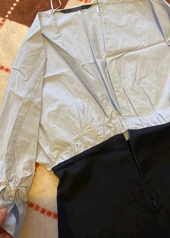 Mavi lacivert Düğmeli Kısa Kadın Tulum - Görsel 2