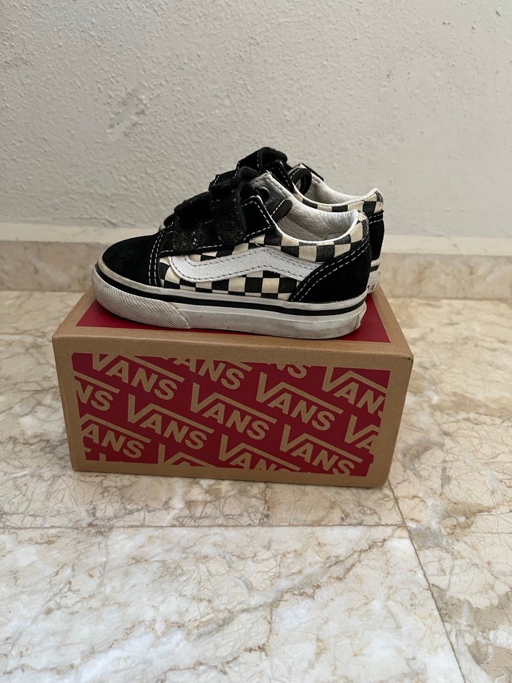 No:21 Kız Çocuk Siyah Kareli Vans Spor Ayakkabı - Görsel 4