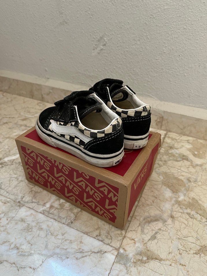 No:21 Kız Çocuk Siyah Kareli Vans Spor Ayakkabı - Görsel 2