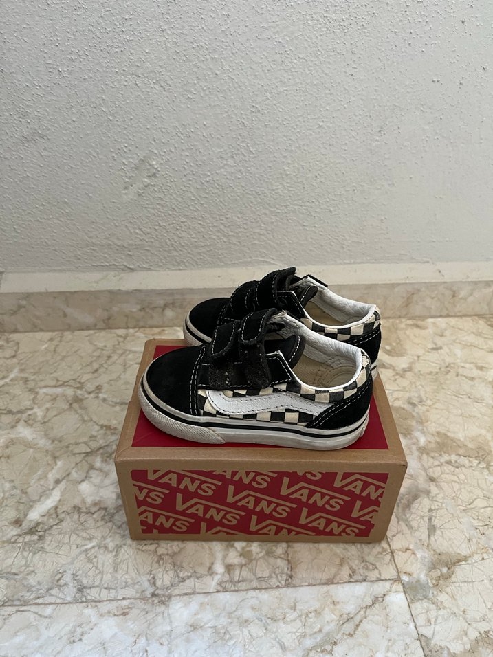 No:21 Kız Çocuk Siyah Kareli Vans Spor Ayakkabı - Görsel 3