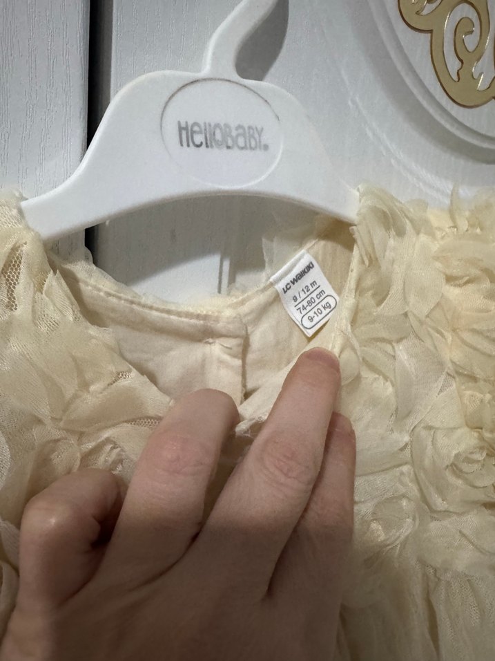 Kız Çocuk Fırfırlı Beyaz Straplez Elbise - Görsel 3