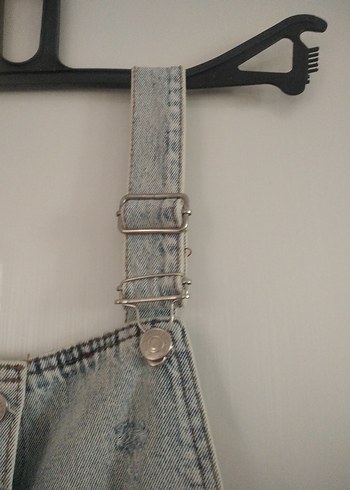 Diğer Düğmeli Mavi Kot Midi Tulum