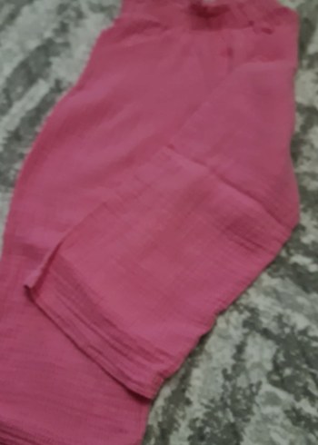 Pembe Salaş Keten Kız Pantolon - Görsel 4