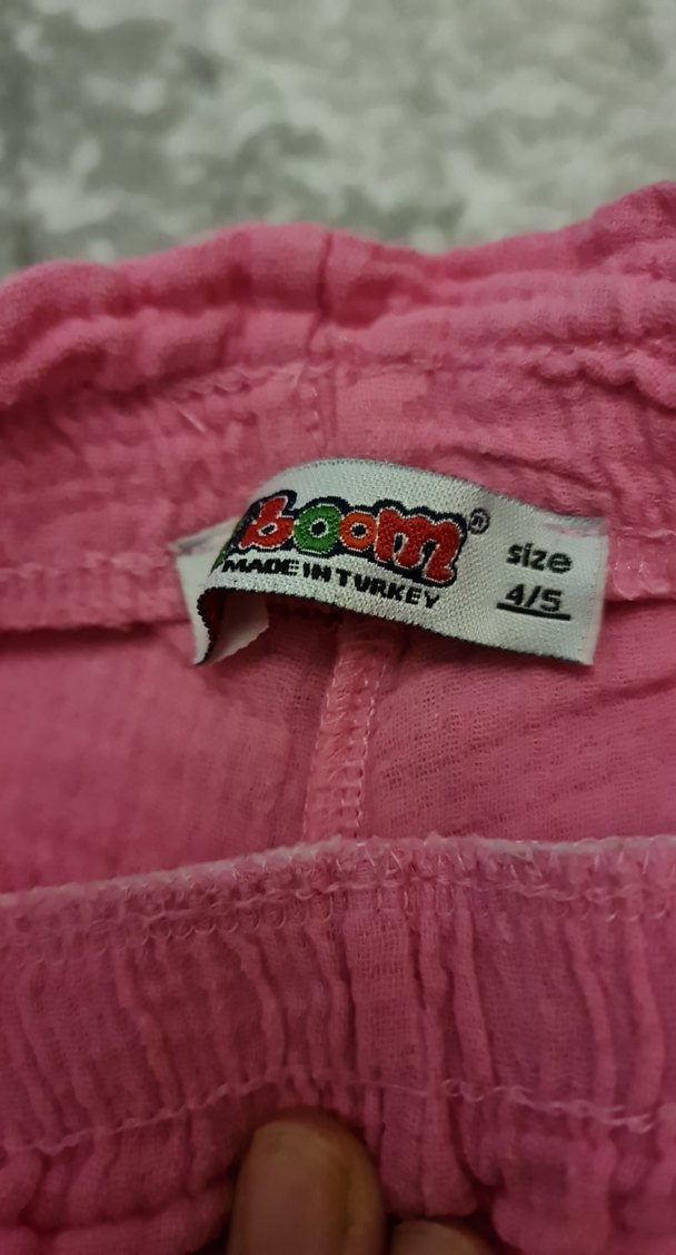 Pembe Salaş Keten Kız Pantolon - Görsel 3