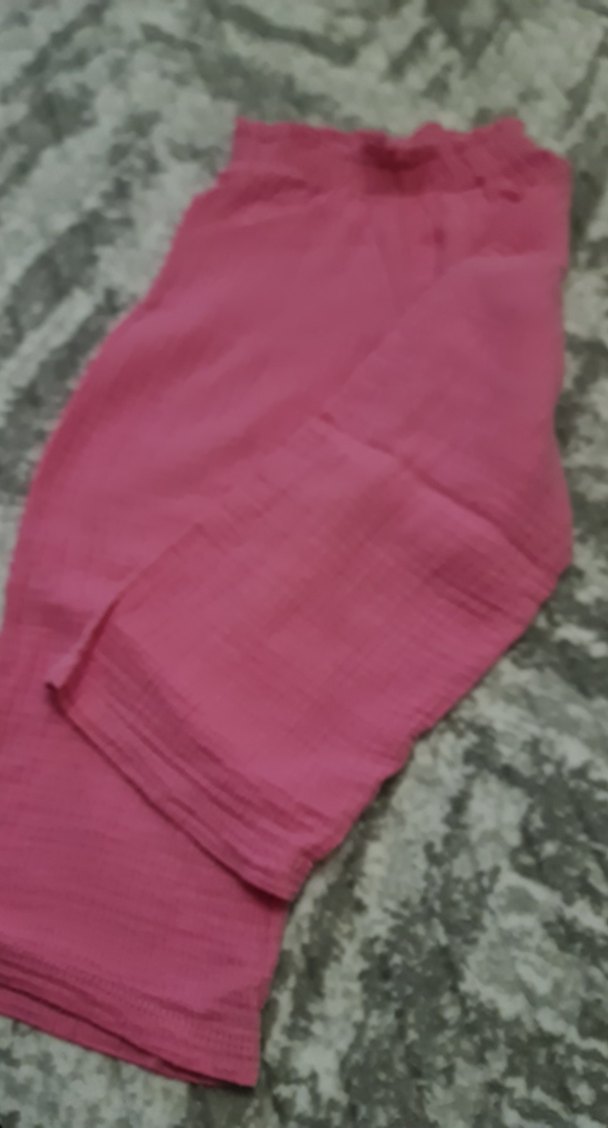 Pembe Salaş Keten Kız Pantolon - Görsel 4