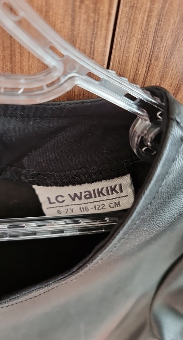 Drapeli siyah Deri Mini elbise - Görsel 5